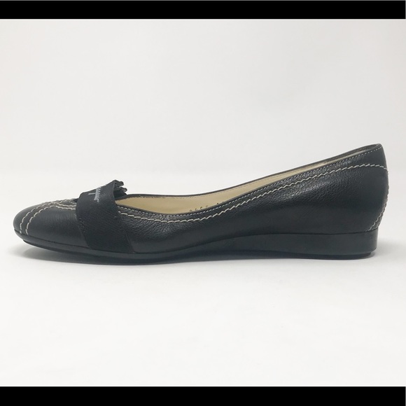 Ferragamo Black Ballet Flats Bow Stitching 6 B 6B - Picture 2 of 13